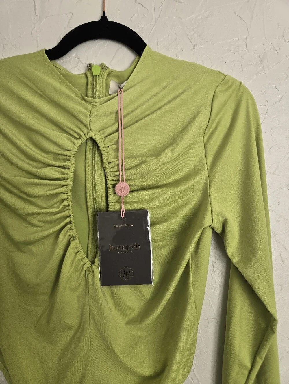NWT House of CB Green Cut Out Long Sleeve Estrelle Bodysuit, L